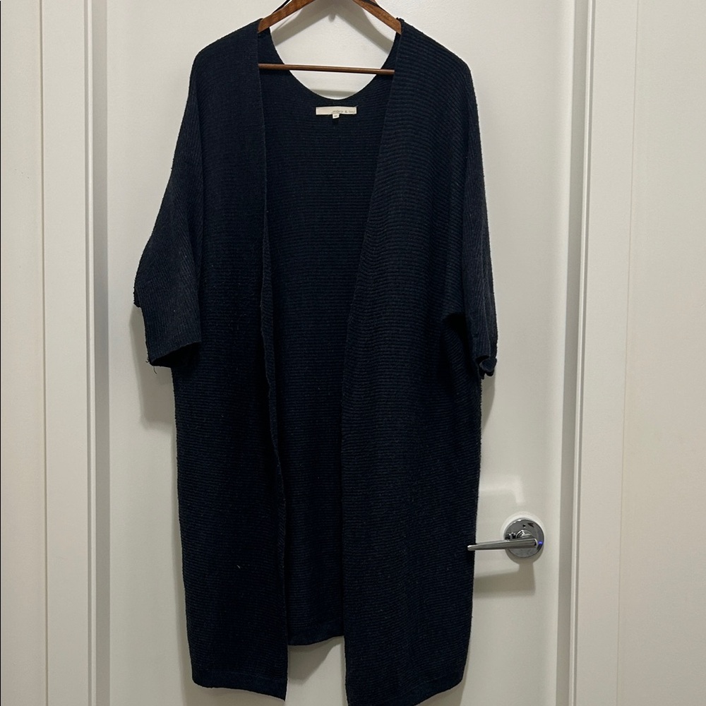 Monk & Lou Blue Open Front Long Cardigan
